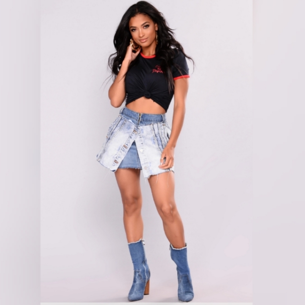 Double Layered Retro Denim Skirt